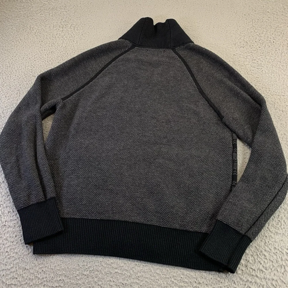 Banana Republic Knit Sweater Mens Large Full Zip Shawl Collar Black Plaid Casual